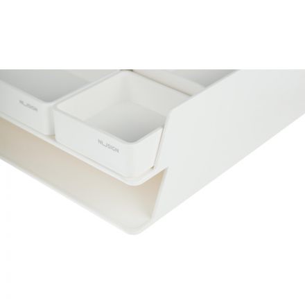 Лоток для бумаг горизон Deli NuSign ENS001-white набор 2шт + органайзер бел Лоток для бумаг горизон Deli NuSign ENS001-white набор 2шт + органайзер бел