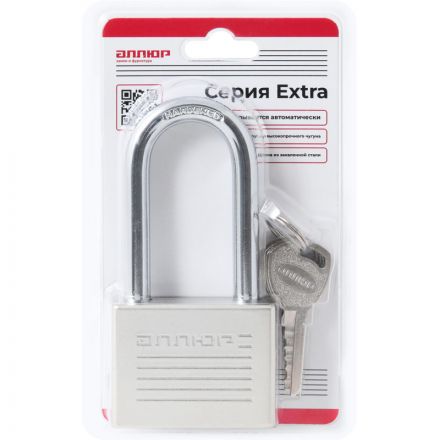 Замок навесной УЗК_Аллюр ВС1Ч-060Д(60хd=9,8х66)чугун(16838)хром(дл.дуж/4кл)