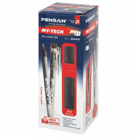 Ручка шариковая масляная PENSAN "My-Tech", КРАСНАЯ, игольчатый узел 0,7 мм, линия письма 0,35 мм, 2240/25 Ручка шариковая масляная PENSAN "My-Tech", КРАСНАЯ, игольчатый узел 0,7 мм, линия письма 0,35 мм, 2240/25
