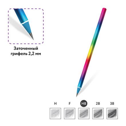 Карандаш чернографитный ЮНЛАНДИЯ "РАДУГА", 1 шт., HB, пластиковый, радужный цвет корпуса, 181786 Карандаш чернографитный ЮНЛАНДИЯ "РАДУГА", 1 шт., HB, пластиковый, радужный цвет корпуса, 181786