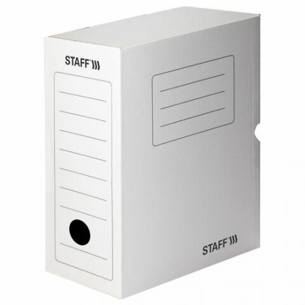 Короб архивный с клапаном А4 (260х325 мм), 150 мм, до 1400 листов, микрогофрокартон, БЕЛЫЙ, STAFF, 128866 Короб архивный с клапаном А4 (260х325 мм), 150 мм, до 1400 листов, микрогофрокартон, БЕЛЫЙ, STAFF, 128866