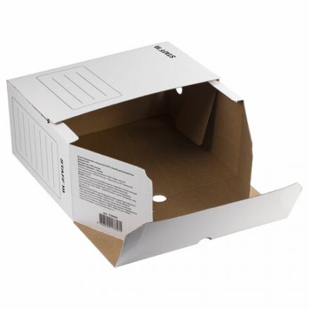 Короб архивный с клапаном А4 (260х325 мм), 150 мм, до 1400 листов, микрогофрокартон, БЕЛЫЙ, STAFF, 128866 Короб архивный с клапаном А4 (260х325 мм), 150 мм, до 1400 листов, микрогофрокартон, БЕЛЫЙ, STAFF, 128866