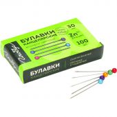 Булавки для пробковых досок Глобус 30 мм 100 шт цвет ассорти, карт уп