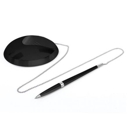 Ручка шариковая настольная BRAUBERG "Стенд-Пен Блэк 2", СИНЯЯ, цепочка, корпус черный, линия письма 0,5 мм, 141347