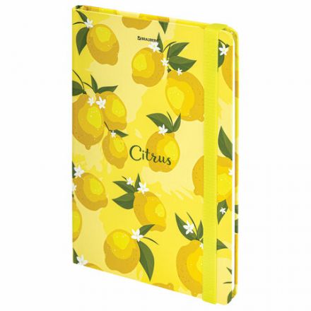 Блокнот с резинкой без линовки 96 л., А5 (145х203 мм), твердая обложка, BRAUBERG, "Lemons", 113727 Блокнот с резинкой без линовки 96 л., А5 (145х203 мм), твердая обложка, BRAUBERG, "Lemons", 113727