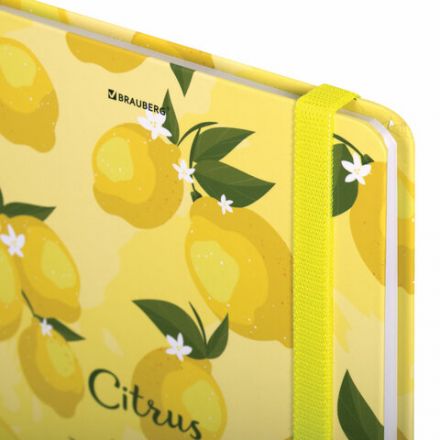 Блокнот с резинкой без линовки 96 л., А5 (145х203 мм), твердая обложка, BRAUBERG, "Lemons", 113727 Блокнот с резинкой без линовки 96 л., А5 (145х203 мм), твердая обложка, BRAUBERG, "Lemons", 113727