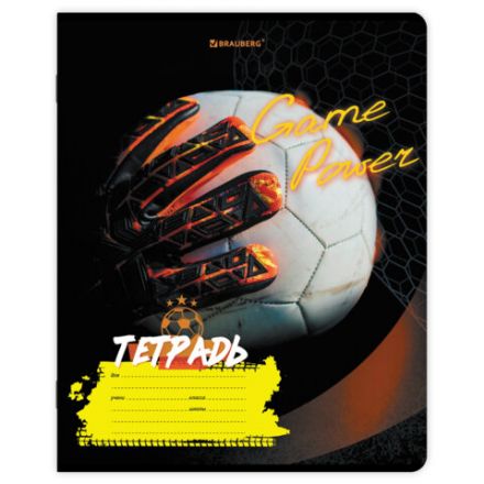 Тетрадь 12 л. BRAUBERG косая линия, обложка картон, ФУТБОЛ, 107290