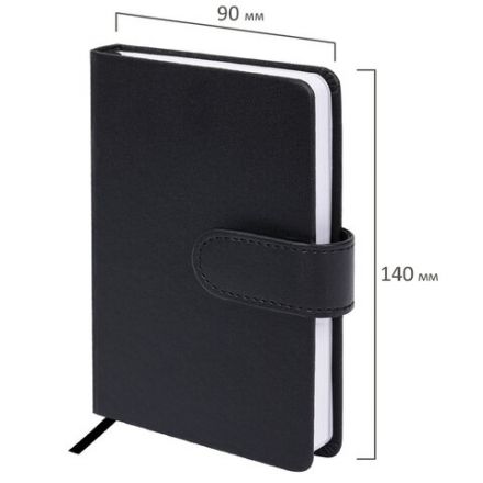 Скетчбук, белая бумага 140 г/м2 90х140 мм, 80 л., КОЖЗАМ, застежка, BRAUBERG ART CLASSIC, черный, 116459