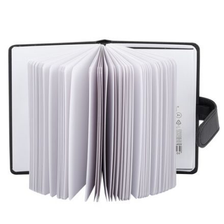 Скетчбук, белая бумага 140 г/м2 90х140 мм, 80 л., КОЖЗАМ, застежка, BRAUBERG ART CLASSIC, черный, 116459