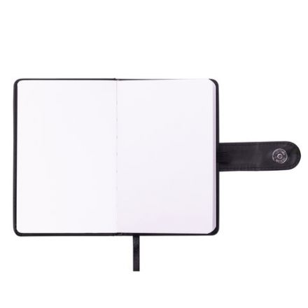 Скетчбук, белая бумага 140 г/м2 90х140 мм, 80 л., КОЖЗАМ, застежка, BRAUBERG ART CLASSIC, черный, 116459