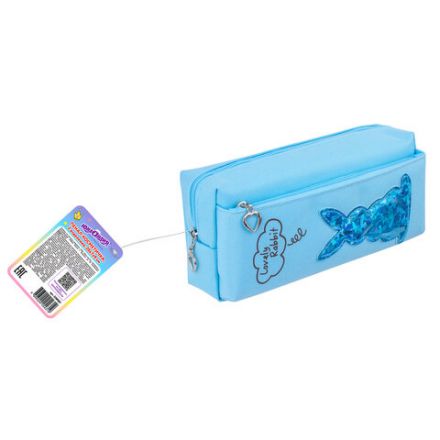 Пенал мягкий ЮНЛАНДИЯ, 2 отделения, полиэстер, "Bunny", голубой, 20х7х9 см, 228987