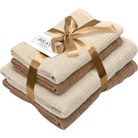 Набор полотенец УЗБ Памир м7701_45 50x80х2 + 70x130х2 крем, беж