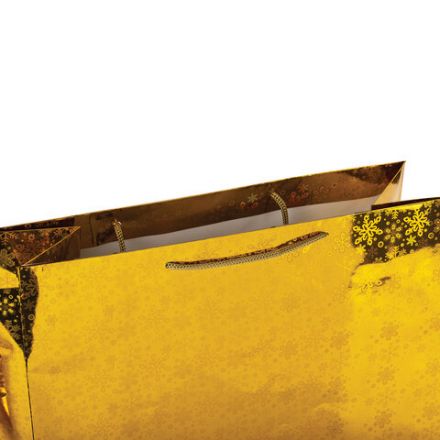 Пакет подарочный новогодний НАБОР 4 шт. 26x13x32 см (L), ГОЛОГРАФИЯ 3 цвета ЗОЛОТАЯ СКАЗКА, 609614