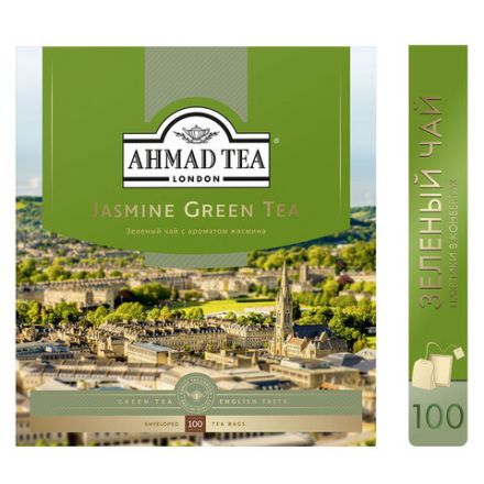 Чай AHMAD (Ахмад) "Jasmine Green Tea" зелёный с жасмином, 100 пакетиков в конвертах по 2 г, 475i-08