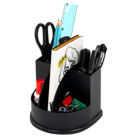 Подставка-органайзер BRAUBERG "ULTRA", 132х122х108 мм, 5 отделений, черная, 238256