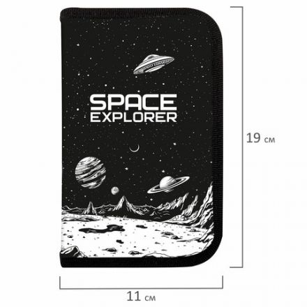 Пенал ПИФАГОР, 1 отделение, ламинированный картон, 19х11 см, "Space invader", 273469
