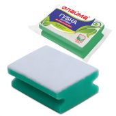 Губка для посуды 12х8,6х4,8 см, 1 шт., MEGA, поролон с абразивным слоем, профильная, кафель/уборка/посуда, LAIMA К1013, 601556