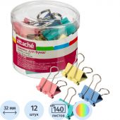 Зажимы для бумаг Attache 19/25/32 мм цветные (12 штук в упаковке)