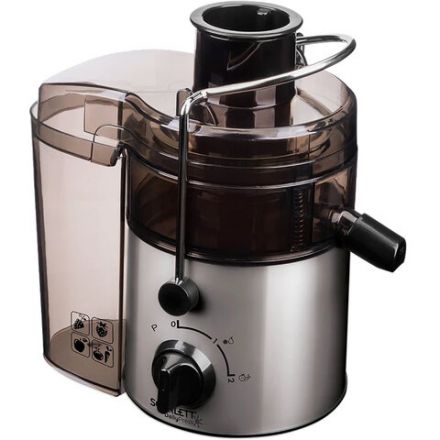 Соковыжималка SCARLETT SC-JE50S18, 800 Вт, стакан 0,6 л, емкость для жмыха 1 л, пластик, сталь/черный