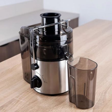 Соковыжималка SCARLETT SC-JE50S18, 800 Вт, стакан 0,6 л, емкость для жмыха 1 л, пластик, сталь/черный