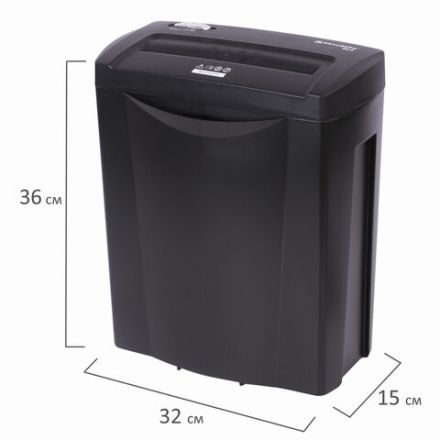 Уничтожитель (шредер) BRAUBERG S8-S, 2 уровень секретности, полоски 6 мм, 8 листов, корзина 15 литров, 531088