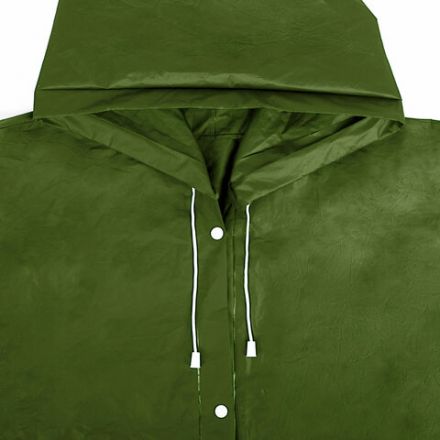 Дождевик плащ зеленый на кнопках, EVA, многоразовый прочный, чехол в комплекте, универсальный размер, SHAMAANI (ШАМААНИ), 610933
