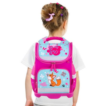 Ранец ЮНЛАНДИЯ WISE, 1 отделение, 3 кармана, устойчивое дно, "Lovely fox", 37x29х15 см, 271396