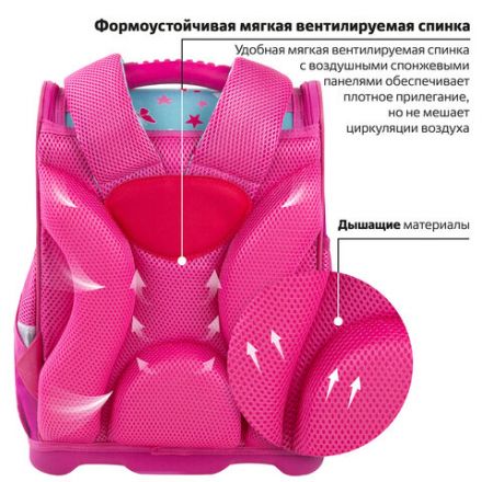 Ранец ЮНЛАНДИЯ WISE, 1 отделение, 3 кармана, устойчивое дно, "Lovely fox", 37x29х15 см, 271396