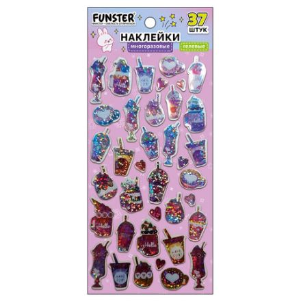 Наклейки гелевые "Любимые блестки", 17,5х9 см, ассорти 6 видов, FUNSTER (ФАНСТЕР), 666104 Наклейки гелевые "Любимые блестки", 17,5х9 см, ассорти 6 видов, FUNSTER (ФАНСТЕР), 666104