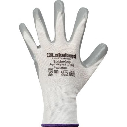 Перчатки защит. полиэфирн. Lakeland SpiderGrip 7-2103 с нитр.покр. р.M
