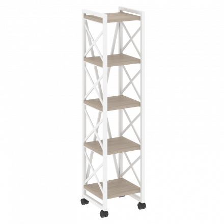 Loft Стеллаж на колесных опорах-5 полок VR.L-MST.K-5.4 Дуб аттик/Белый металл 400*400*1704 Loft Стеллаж на колесных опорах-5 полок VR.L-MST.K-5.4 Дуб аттик/Белый металл 400*400*1704