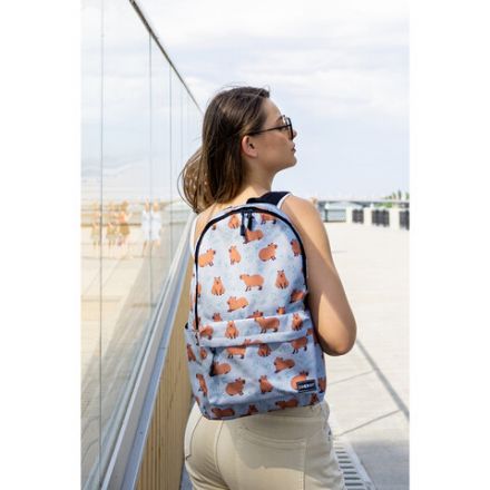 Рюкзак HEIKKI POSITIVE (ХЕЙКИ) универсальный, карман-антивор, "Capybara", 42х28х14 см, 272548