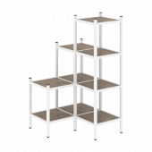 Loft Угловой внутренний стеллаж наборный VR.L-36 Тиквуд тёмный/Белый металл 862*862*1458 Loft Угловой внутренний стеллаж наборный VR.L-36 Тиквуд тёмный/Белый металл 862*862*1458