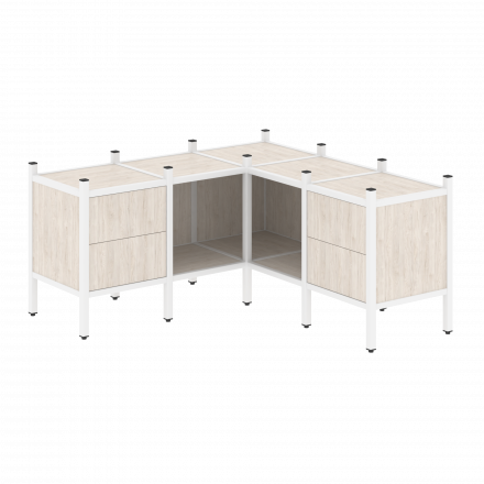 Loft Угловой внутренний стеллаж наборный VR.L-27 Денвер светлый/Белый металл 1278*1278*636 Loft Угловой внутренний стеллаж наборный VR.L-27 Денвер светлый/Белый металл 1278*1278*636