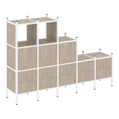 Loft Прямой стеллаж наборный VR.L-19 Дуб аттик/Белый металл 2110*446*1458