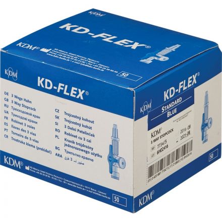 Кран трехходовой для инфуз.магистралей (синий) KDM 50шт/уп