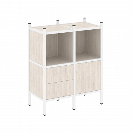 Loft Прямой стеллаж наборный VR.L-02 Денвер светлый/Белый металл 862*446*1047 Loft Прямой стеллаж наборный VR.L-02 Денвер светлый/Белый металл 862*446*1047