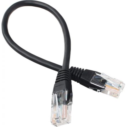 Патч-корд UTP Cablexpert кат.5e PP12-0.25M/BK, 0.25м, чёрный