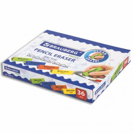 Ластик BRAUBERG "Fruity S", 44х15х15 мм, цвет ассорти, треугольный, 228713