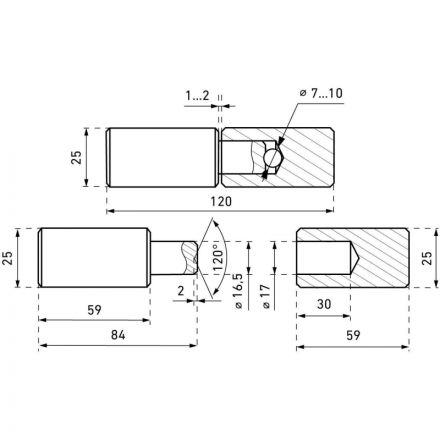 Петля _УЗК_Киров Секрет ПГ-25 (25х120)шар-пет п/сварку с шар(16919) инд уп