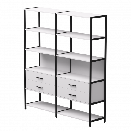 Набор стеллажных систем №7 Everprof EVO 1635x385x1840 Белый/Черный