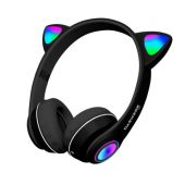 Наушники беспроводные игровые накладные, с ушками, светящиеся, черные DASWERK (ДАСВЕРК) VZV-23M, 513800