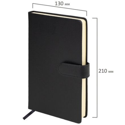 Скетчбук, слоновая кость 140 г/м2 130х210 мм, 80 л., КОЖЗАМ, застежка, BRAUBERG ART CLASSIC, черный, 116460