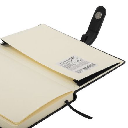 Скетчбук, слоновая кость 140 г/м2 130х210 мм, 80 л., КОЖЗАМ, застежка, BRAUBERG ART CLASSIC, черный, 116460