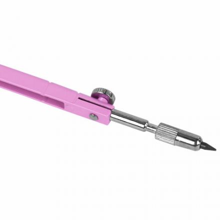 Циркуль BRAUBERG GEOMETRY, 120 мм, пастельно-розовый цвет, защитный колпачок, пластиковый пенал, 210700