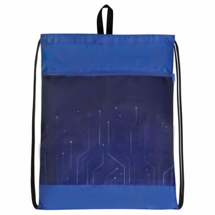 Мешок для обуви BRAUBERG БОЛЬШОЙ, с ручкой, карман на молнии, сетка для вентиляции, 49х41 см, "Electro", 271061