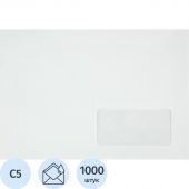 Конверт С5 декстрин,клапан прямой,пр. нижнее окно (45x90),80 г/м2 1000шт/уп