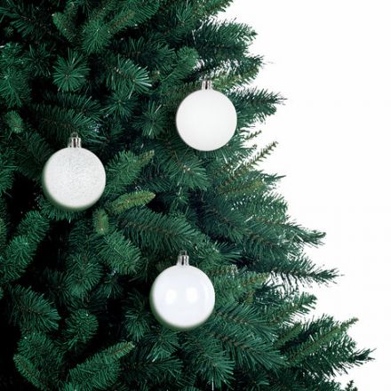 Шары ёлочные 6 шт., 6 см, "Trio", пластик, БЕЛЫЕ (глянец, матовый, глиттер), ЗОЛОТАЯ СКАЗКА, 592159
