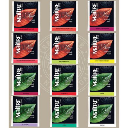 Чай MAITRE "Цветы" ассорти 12 вкусов, НАБОР 60 пакетиков, баж 082 Чай MAITRE "Цветы" ассорти 12 вкусов, НАБОР 60 пакетиков, баж 082