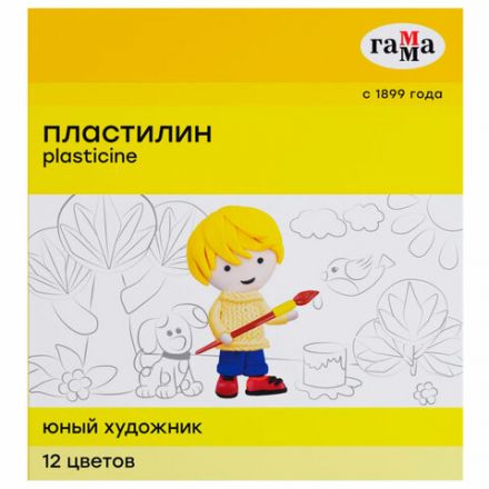 Пластилин ГАММА "Юный художник NEW", 12 цветов, 168 г, со стеком, 280045 Пластилин ГАММА "Юный художник NEW", 12 цветов, 168 г, со стеком, 280045